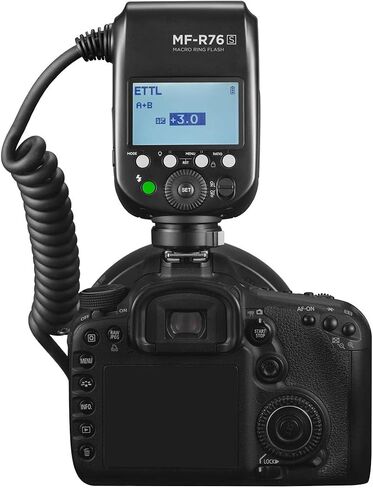 Flashpoint MF-R76 TTL Macro Ring Flash for Sony Camera, Power Adjustment, 0.1-1s Recycle Time, 76Ws Macro Flash Ring Powered by 7.2V/3000mAh Rechargeable Li-Ion Battery, 550 Full-Power in Kuwait