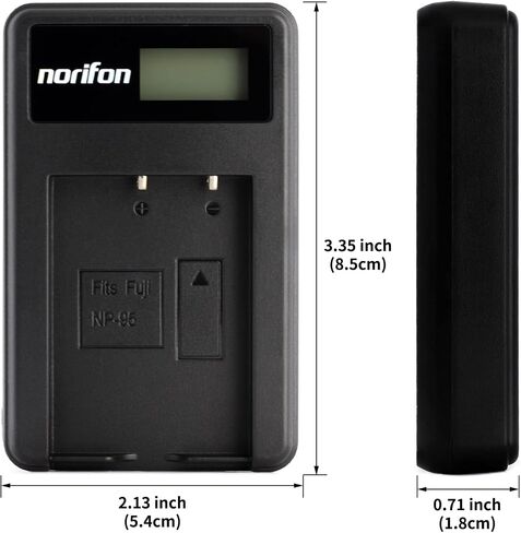 Norifon NP-95 LCD USB Charger for Fujifilm FinePix F30, FinePix F31fd | Compatible with Fujifilm FinePix Real 3D W1, FinePix X100, X100LE, X100S, X100T, FinePix X30, X-S1 in Kuwait