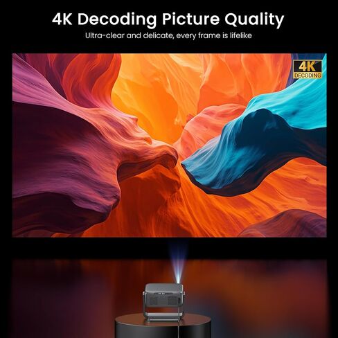 HAPPRUN Outdoor Projector with Official Google TV, 4K Decoding, Dolby Audio | 2000 Bright, 10K+ Apps, AI Auto Focus, 270° Stand,Smart Projector with WiFi and Bluetooth, Movie Projector for Indoor/Outdoor in Kuwait
