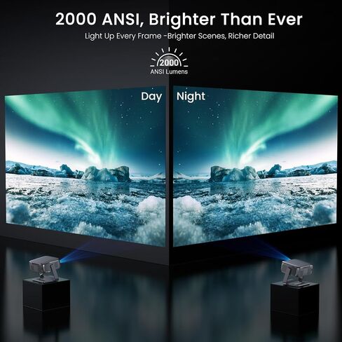 HAPPRUN Outdoor Projector with Official Google TV, 4K Decoding, Dolby Audio | 2000 Bright, 10K+ Apps, AI Auto Focus, 270° Stand,Smart Projector with WiFi and Bluetooth, Movie Projector for Indoor/Outdoor in Kuwait