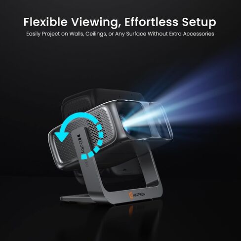 HAPPRUN Outdoor Projector with Official Google TV, 4K Decoding, Dolby Audio | 2000 Bright, 10K+ Apps, AI Auto Focus, 270° Stand,Smart Projector with WiFi and Bluetooth, Movie Projector for Indoor/Outdoor in Kuwait