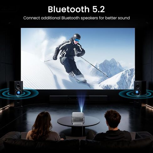HAPPRUN Outdoor Projector with Official Google TV, 4K Decoding, Dolby Audio | 2000 Bright, 10K+ Apps, AI Auto Focus, 270° Stand,Smart Projector with WiFi and Bluetooth, Movie Projector for Indoor/Outdoor in Kuwait