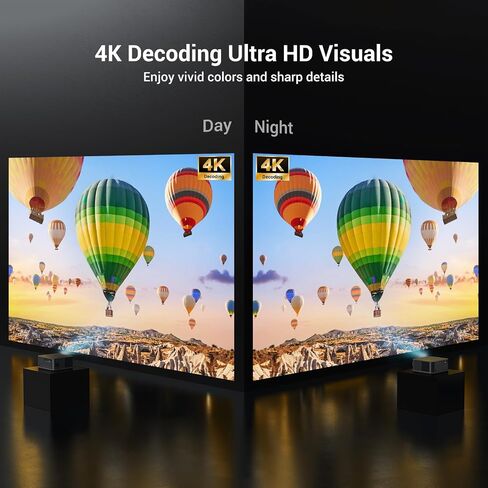 HAPPRUN 2000 ANSI 4K Decoding Projector with WiFi and Bluetooth, Auto Focus | 300'' Display for Indoor/Outdoor, Portable Home Theater, Smart Movie Projector Compatible with Phone/TV Stick/PC/PS5 in Kuwait