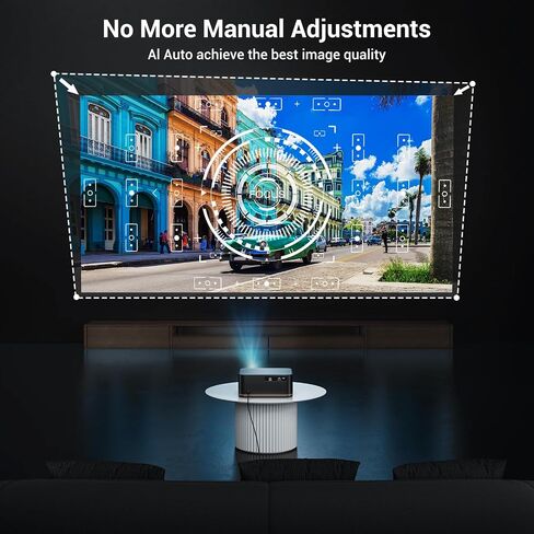 HAPPRUN 2000 ANSI 4K Decoding Projector with WiFi and Bluetooth, Auto Focus | 300'' Display for Indoor/Outdoor, Portable Home Theater, Smart Movie Projector Compatible with Phone/TV Stick/PC/PS5 in Kuwait