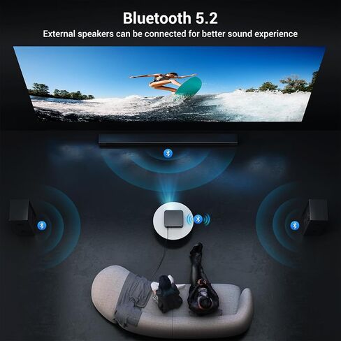 HAPPRUN 2000 ANSI 4K Decoding Projector with WiFi and Bluetooth, Auto Focus | 300'' Display for Indoor/Outdoor, Portable Home Theater, Smart Movie Projector Compatible with Phone/TV Stick/PC/PS5 in Kuwait