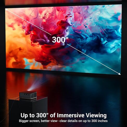 HAPPRUN 2000 ANSI 4K Decoding Projector with WiFi and Bluetooth, Auto Focus | 300'' Display for Indoor/Outdoor, Portable Home Theater, Smart Movie Projector Compatible with Phone/TV Stick/PC/PS5 in Kuwait