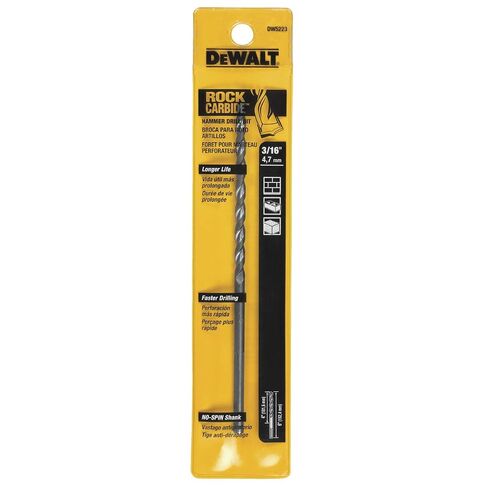 DEWALT DW5223 3/16-Inch by 6-Inch Carbide Hammer Drill Bit, Silver in Kuwait