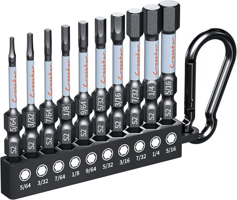 Crosstar 20Pcs 2" Impact Short Hex Bit Set,Magnetic,Metric & SAE | Allen Wrench Drill Bit Set, S2 Steel, CNC Machined Tips, Magnetic Fastener Retention, Hardened Core, 1/4" Hex Shank in Kuwait