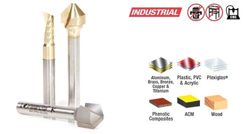 Amana Tool AMS-213 3-Pc 90 108 Degree and 1/4 Inch Diameter for Aluminum Composite Material (ACM) Panels 1/4 Inch SHK Pack in Kuwait