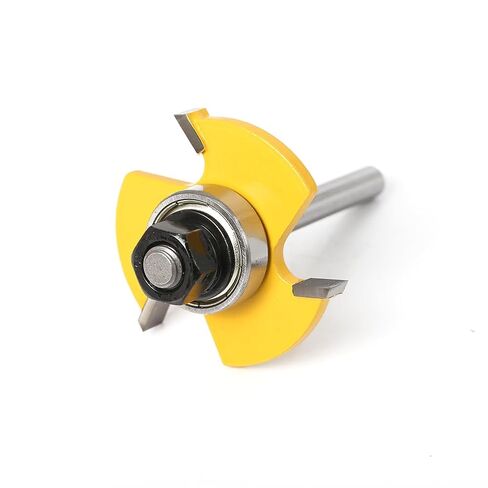 Tongue Groove Router Bits 1/4" Shank 2Pcs, Adjustable 3 Teeth 1-7/8" | 2 piece tongue groove set, 1/4 inch shank, adjustable 3 teeth, 1/2 to 1-1/8 inch stock, cabinet flooring, gap free joints in Kuwait