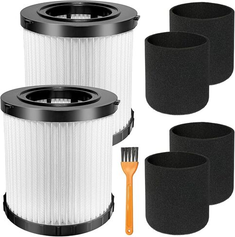 2 Pack DCV5801H HEPA Filter Compatible with DEWALT DCV580H, DCV581H 20V MAX Wet/Dry Vacuum, with 4 Foam Sleeve Filters & 1 Brush in Kuwait