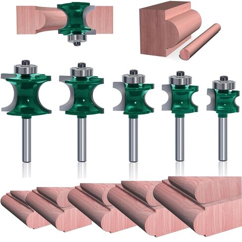 LEATBUY 10 PCS Architectural Molding Router Bit Set 1/2 Inch Shank, Woodwork Corner Rounding Edge Wood Door Drawer Cabinet Beading Router Bit Sets , CNC Woodworking Milling Tools (10) in Kuwait