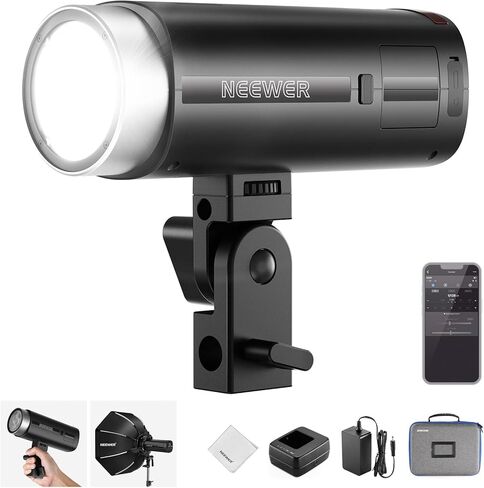 NEEWER Q200 200Ws 2.4G TTL Outdoor Studio Flash Strobe App Control, Compatible with Godox, 1/8000 HSS 3200mAh Battery Photography Monolight 10W Modeling Lamp/750 Full Power Flash/0.01~1.5s Recycle in Kuwait