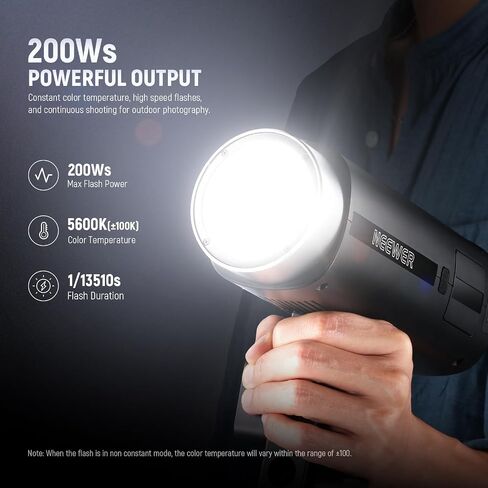 NEEWER Q200 200Ws 2.4G TTL Outdoor Studio Flash Strobe App Control, Compatible with Godox, 1/8000 HSS 3200mAh Battery Photography Monolight 10W Modeling Lamp/750 Full Power Flash/0.01~1.5s Recycle in Saudi Arabia
