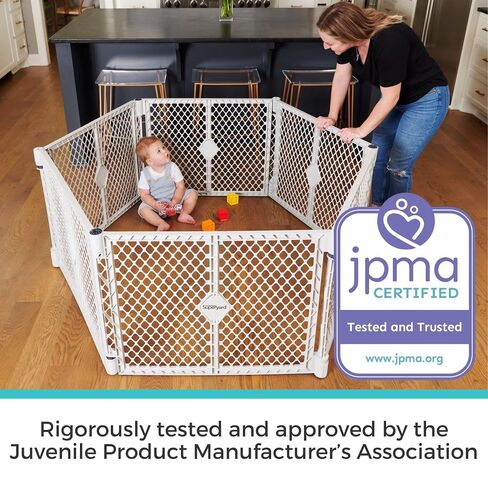 Toddleroo Superyard: 6-Panel, 18.5 SqFt Baby Playard; Lt Gray | Portable, Durable, For Babies and Toddlers, Freestanding, Expandable Modular Sizing, Indoor or Outdoor Use, Made in USA in Kuwait