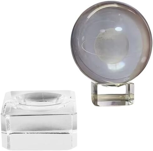 40mm Square Clear Glass Crystal Ball Display Base Stand | for 50-80mm Spheres, Anti-Scratch, Photography Prop, Desktop Decor in Kuwait