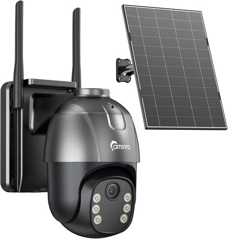 Solar Security Cameras Wireless Outdoor 2K, Self Charged WiFi Cameras for Home Security Battery-Powered, 360°PTZ 3MP Color Night Vision, IP66,Two-Way Audio, Alexa/Google Assistant,2.4Ghz Only in Saudi Arabia