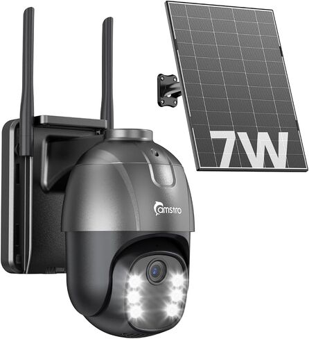 Solar Security Cameras Wireless Outdoor 2K, Self Charged WiFi Cameras for Home Security Battery-Powered, 360°PTZ 3MP Color Night Vision, IP66,Two-Way Audio, Alexa/Google Assistant,2.4Ghz Only in Saudi Arabia