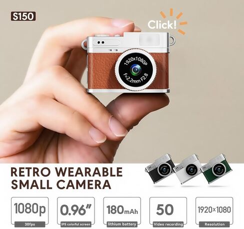 Retro Mini Digital Video Keychain Camera Small bodycam 1080P HD Video Go Cam 0.96" IPS Screen 4 Colors Type-C Pro17g 8GB Pocket Video Recorder for Travel Recording Gifts for Girls Stocking Stuffers in Kuwait