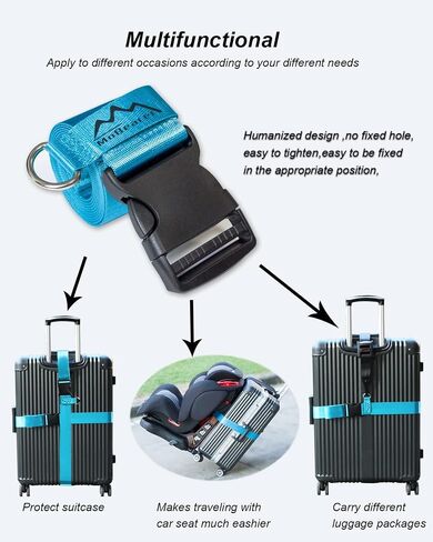 Car Seat Travel Belt Car Seat Travel Strap to Convert Kid Car Seat and Carry-on Luggage into an Airport Car Seat Stroller,Safe Travel Solution for Transport (Blue, Large-1) in Kuwait