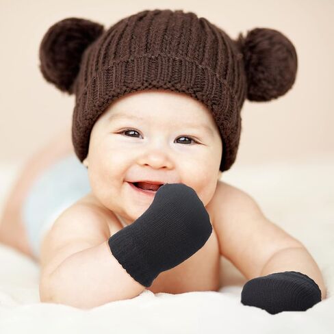 9 Pairs Baby Winter Mittens for 0-6 Months Baby No Scratch Newborn Mittens Glove Infant Warm Glove (Black, Gray, White) in Kuwait