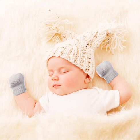 9 Pairs Baby Winter Mittens for 0-6 Months Baby No Scratch Newborn Mittens Glove Infant Warm Glove (Black, Gray, White) in Kuwait