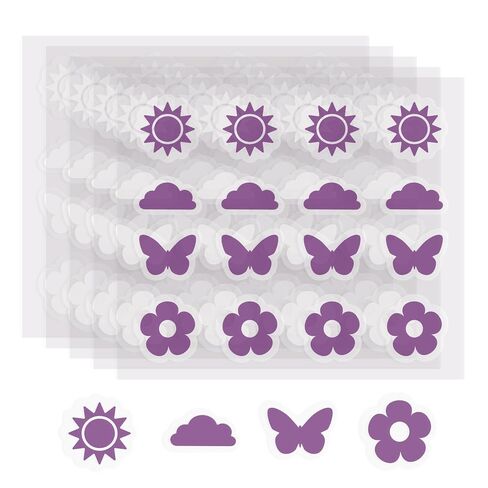 80 Count Sunscreen Reapply Reminder Stickers, Color-Changing Visual Cue for Outdoor Sunscreen, Purple Sun, Cloud, Butterfly & Flower Shapes for Kids & Adults, Summer Beach Park Travel Use in Kuwait