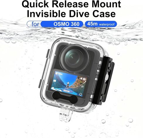 Waterproof Transparent Protective Shell for DJI Osmo 360,45M Depth Scratch Resistant Tempered Glass Lens Cover Underwater Protective Case for DJI Osmo 360 Snorkeling Diving Accessory in Kuwait