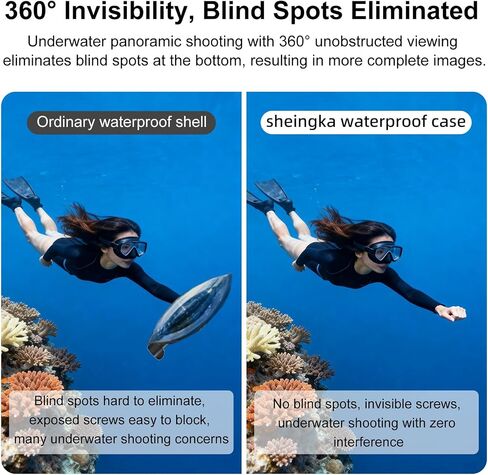 Waterproof Transparent Protective Shell for DJI Osmo 360,45M Depth Scratch Resistant Tempered Glass Lens Cover Underwater Protective Case for DJI Osmo 360 Snorkeling Diving Accessory in Kuwait