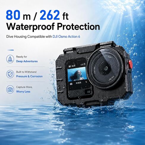 Aluminum OSMO Action 6 Dive Case, Underwater Waterproof 263FT/80M | Protective Housing Shell for DJI OSMO Action 6 Camera with Bracket Accessories in Kuwait