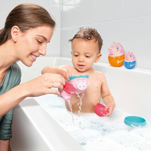 TOMY Toomies Peppa Pig - Peppa’s Nesting Family - Includes Peppa Pig, Mummy Pig, Daddy Pig and George - Nesting, Sorting & Pouring Toy - Ages 18 Months and Up in Kuwait