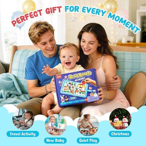 JoyCat Farm Busy Book for Toddlers 1-3, 21-in-1 Montessori Travel Quiet Toy | 21-in-1 farm busy book with Montessori activities supports fine motor skills, life skills and quiet travel play in Kuwait