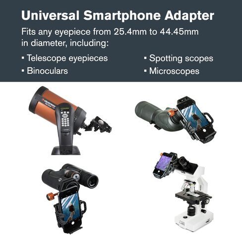Celestron NexGO DX Adapter with Bluetooth Remote for Telescope Eyepiece | Telescope Phone Adapter, Bluetooth Camera Remote, Use with Telescopes, Binoculars & Spotting Scopes, Capture Photos & Video in Kuwait