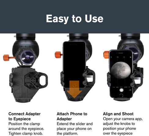 Celestron NexGO DX Adapter with Bluetooth Remote for Telescope Eyepiece | Telescope Phone Adapter, Bluetooth Camera Remote, Use with Telescopes, Binoculars & Spotting Scopes, Capture Photos & Video in Kuwait