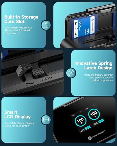 FirstPower LP-E6P Battery and 20W Dual Fast Charger for Canon Cameras | 2950mAh High Capacity, 2.5h Quick Full Charge, Compatible with Canon R6 Mark II/III, R5 Mark II, C50 R6V R5 R6 R7 5D 6D 7D II in Kuwait
