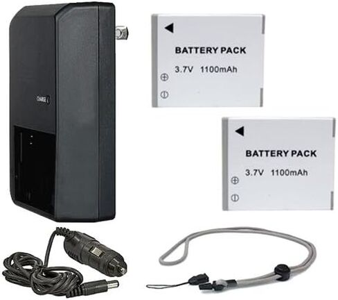 High Capacity Batteries (2 Units) for Canon PowerShot SX530 HS + AC/DC Travel Charger + Krusell Multidapt Neck Strap (Black Finish) in Kuwait