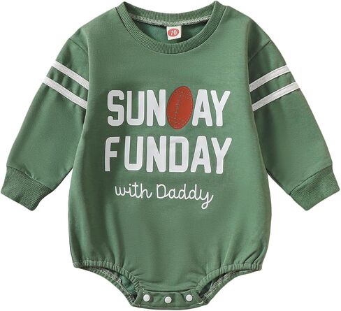 Infant Baby Boy Girl Outfit Sweatshirt Romper Rugby Football Letter Jumpsuits Top Cute Newborn Fall Clothes in Kuwait