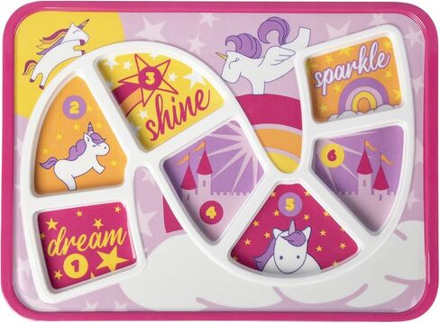 Kids Dinner Plate for Picky Eating Toddlers: Healthy Constructive Fun Meal Time, Divided Portions, Rainbow Unicorn Themed in Kuwait