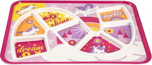 Kids Dinner Plate for Picky Eating Toddlers: Healthy Constructive Fun Meal Time, Divided Portions, Rainbow Unicorn Themed in Kuwait
