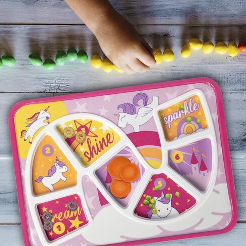 Kids Dinner Plate for Picky Eating Toddlers: Healthy Constructive Fun Meal Time, Divided Portions, Rainbow Unicorn Themed in Kuwait