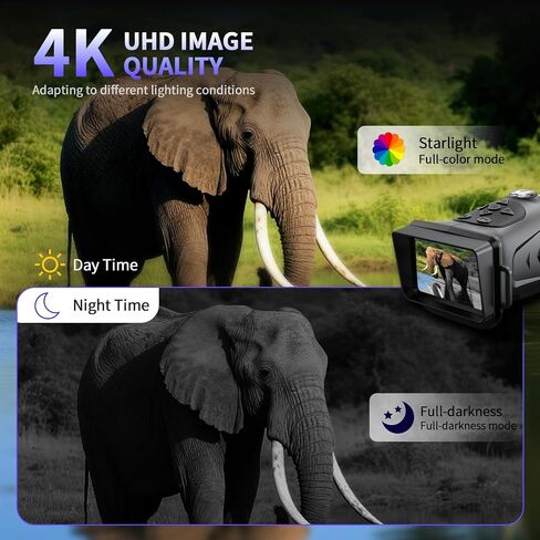 4K& 66MP Night Vision Monocular, Dual IR Infrared Monocular with 18X Digital Zoom, 3000mAh Rechargeable Battery,32GB SD Card & Card Reader, Portable for Camping Wildlife Watching Home Security in Kuwait