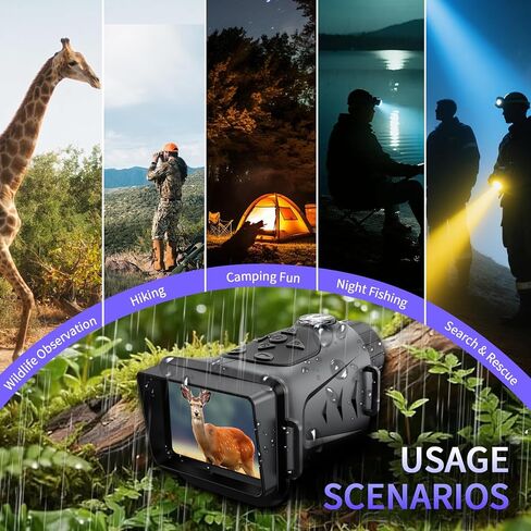 4K& 66MP Night Vision Monocular, Dual IR Infrared Monocular with 18X Digital Zoom, 3000mAh Rechargeable Battery,32GB SD Card & Card Reader, Portable for Camping Wildlife Watching Home Security in Kuwait