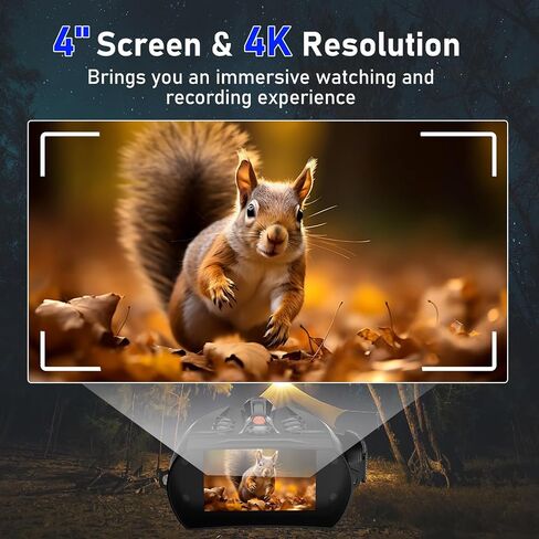 4K Night Vision Goggles with 4" Large Screen, 48MP Infrared Binoculars for Total Darkness, 10x Zoom & 2600ft Range, 5000mAh Rechargeable Battery, 32GB Card, Ideal for Hunting, Camping & Home Security in Kuwait