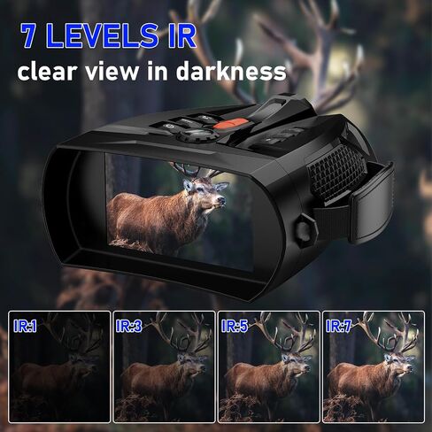 4K Night Vision Goggles with 4" Large Screen, 48MP Infrared Binoculars for Total Darkness, 10x Zoom & 2600ft Range, 5000mAh Rechargeable Battery, 32GB Card, Ideal for Hunting, Camping & Home Security in Kuwait