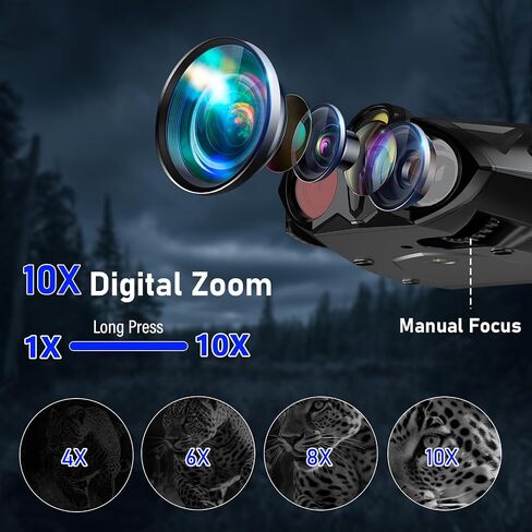 4K Night Vision Goggles with 4" Large Screen, 48MP Infrared Binoculars for Total Darkness, 10x Zoom & 2600ft Range, 5000mAh Rechargeable Battery, 32GB Card, Ideal for Hunting, Camping & Home Security in Kuwait