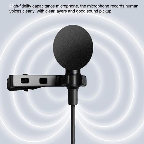 Mobile Phone Microphone Lavalier Clipon HighFidelity MIC for Vlogging and Live Broadcasting 1.5m (Applicable to (3.5mm Headphone Jack)) in Kuwait