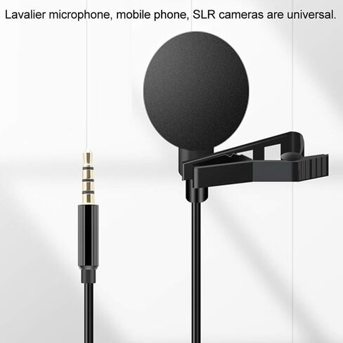 Mobile Phone Microphone Lavalier Clipon HighFidelity MIC for Vlogging and Live Broadcasting 1.5m (Applicable to (3.5mm Headphone Jack)) in Kuwait