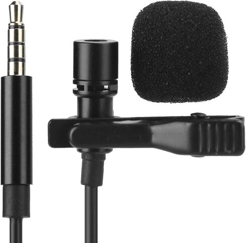 Mobile Phone Microphone Lavalier Clipon HighFidelity MIC for Vlogging and Live Broadcasting 1.5m (Applicable to (3.5mm Headphone Jack)) in Kuwait