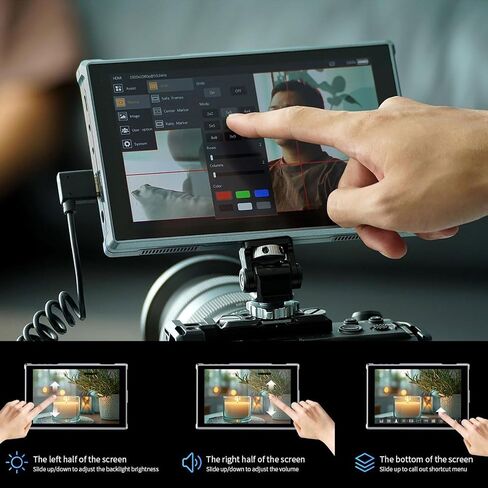 FEELWORLD FW759 PRO 7" 4K HDMI Camera Monitor, 22mm Ultra Thin 300g Lightweight, 1280x800 IPS Touch Screen, w/ F550 Battery & Bag, 9:16 Vertical Marker for DSLR in Kuwait
