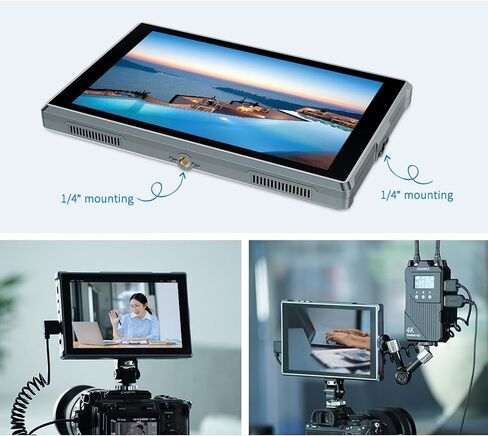 FEELWORLD FW759 PRO 7" 4K HDMI Camera Monitor, 22mm Ultra Thin 300g Lightweight, 1280x800 IPS Touch Screen, w/ F550 Battery & Bag, 9:16 Vertical Marker for DSLR in Kuwait